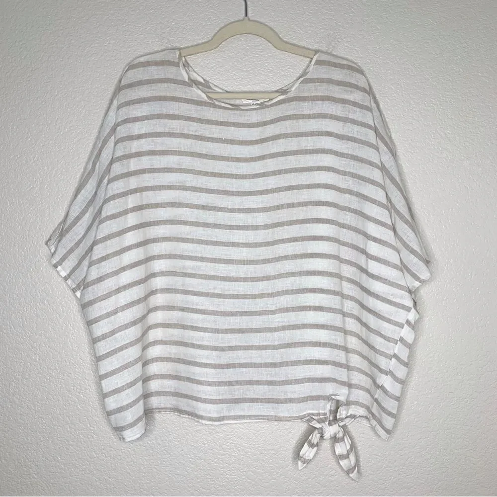 Beachlunchlounge Linen Cotton Blend Women’s Size XL Lucy Striped Top